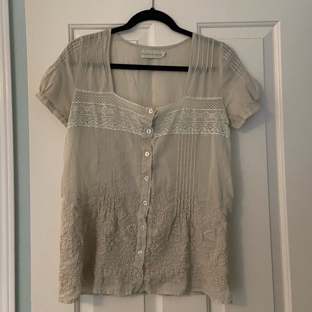Love and Liberty sheer green blouse